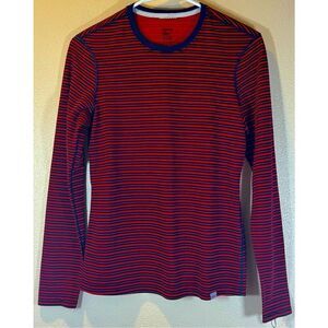 NWOT Patagonia Capilene 1 Base Layer Long Sleeve Red Blue Striped Long Tee Shirt